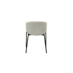 Sedia da pranzo IMANY – Velluto a coste grigio chiaro – Braccioli – Gambe in metallo nero – Stile design / industriale