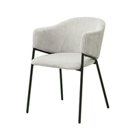 Sedia da pranzo IMANY – Velluto a coste grigio chiaro – Braccioli – Gambe in metallo nero – Stile design / industriale