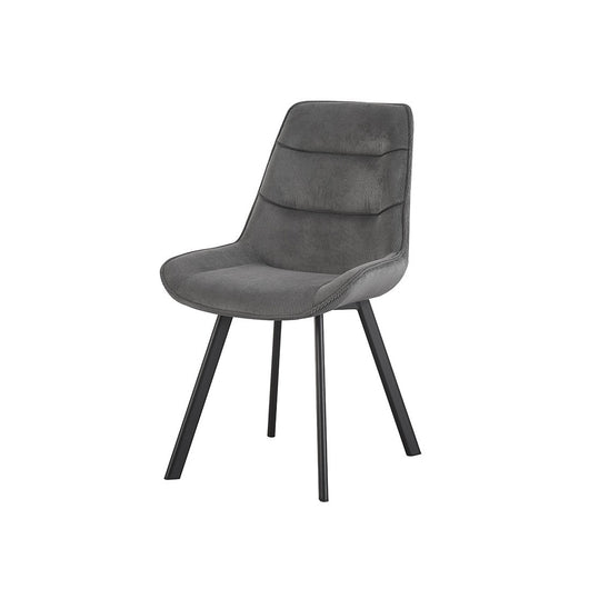 Sedia da pranzo LOLA – Velluto a coste grigio – Gambe in metallo nero – Stile design / industriale