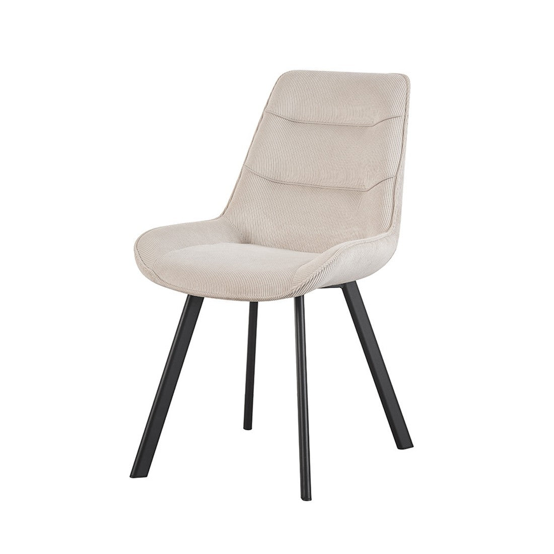 Sedia da pranzo LOLA – Velluto a coste sabbia – Piedi in metallo nero – Stile design / industriale