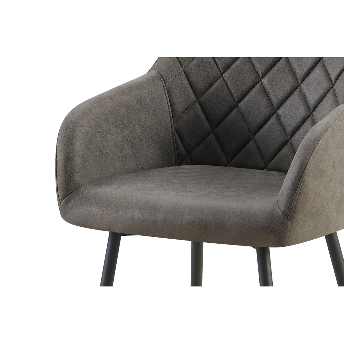 Sedia da pranzo MARCO - Design industriale - Braccioli - Rivestimento in poliestere grigio - Gambe in metallo nero