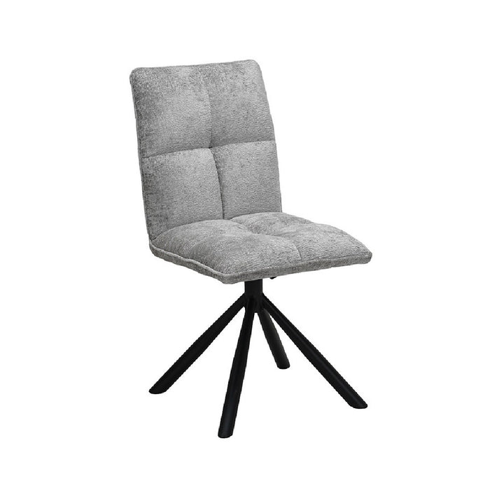 Sedia da pranzo girevole DANIEL - Tessuto colore grigio chiaro - Piedi in metallo nero - Stile design/industriale