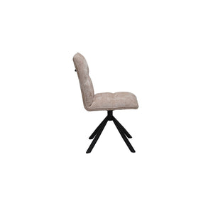 Sedia da pranzo girevole DANIEL – Tessuto color sabbia – Piedi in metallo nero – Stile design/industriale