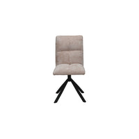 Sedia da pranzo girevole DANIEL – Tessuto color sabbia – Piedi in metallo nero – Stile design/industriale