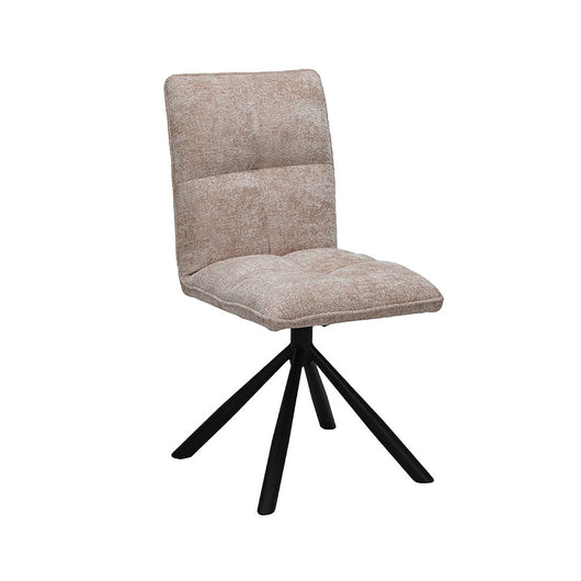 Sedia da pranzo girevole DANIEL – Tessuto color sabbia – Piedi in metallo nero – Stile design/industriale