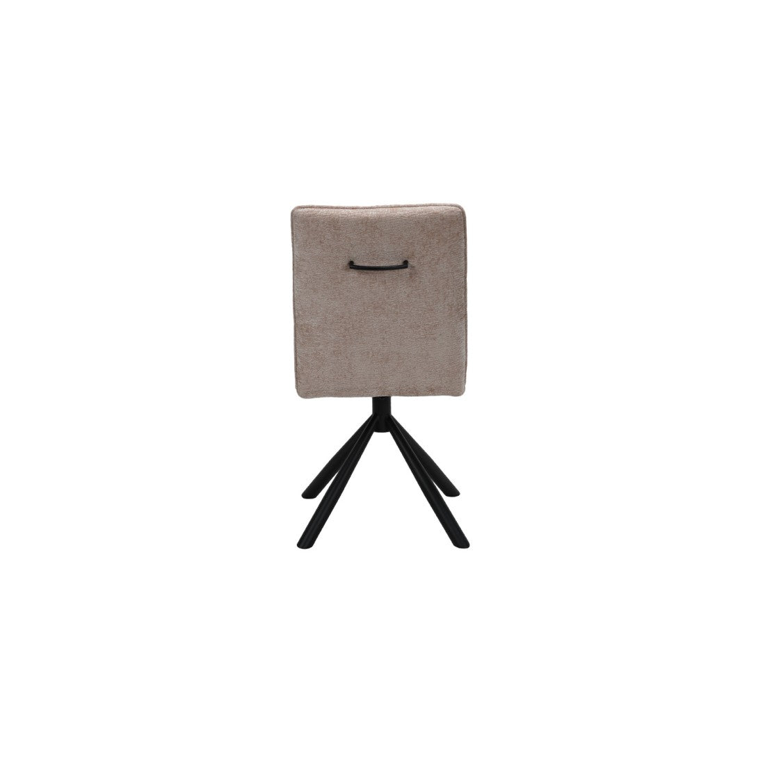 Sedia da pranzo girevole DANIEL – Tessuto color sabbia – Piedi in metallo nero – Stile design/industriale