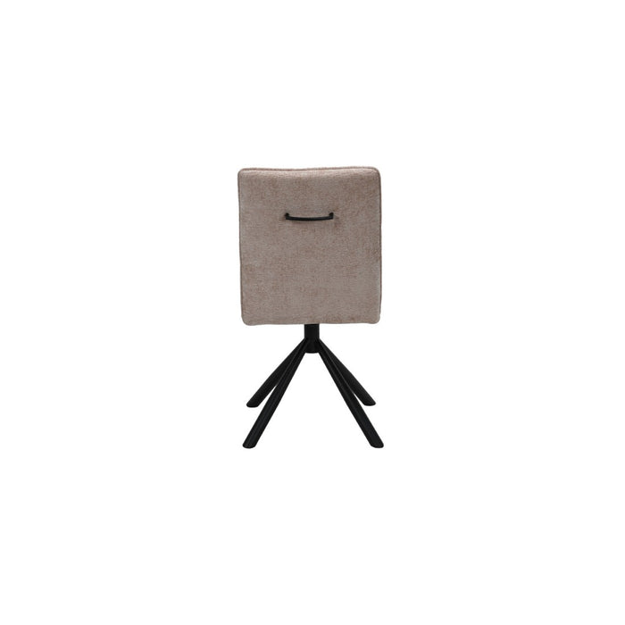 Sedia da pranzo girevole DANIEL – Tessuto color sabbia – Piedi in metallo nero – Stile design/industriale