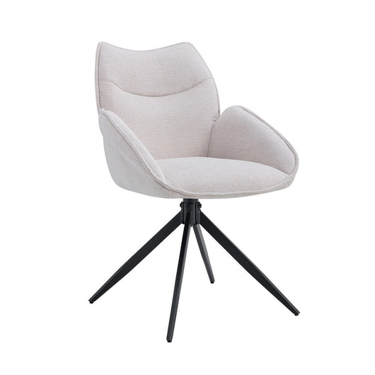 Sedia da pranzo girevole MOOREA - Tessuto beige - Gambe in metallo nero - Altezza 90 cm - Stile design/industriale