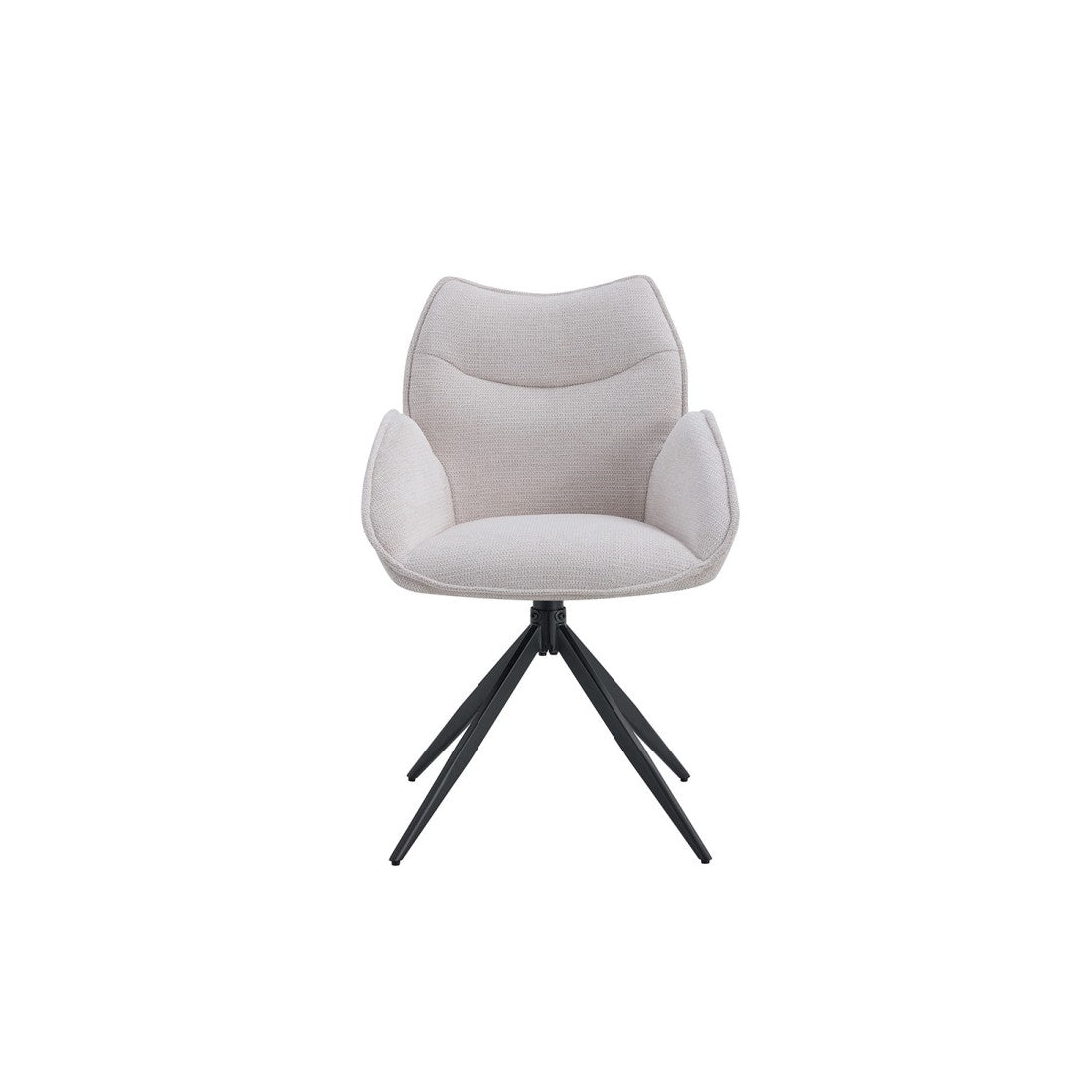Sedia da pranzo girevole MOOREA - Tessuto beige - Gambe in metallo nero - Altezza 90 cm - Stile design/industriale