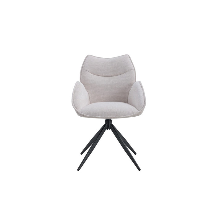 Sedia da pranzo girevole MOOREA - Tessuto beige - Gambe in metallo nero - Altezza 90 cm - Stile design/industriale