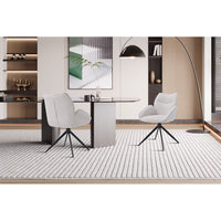 Sedia da pranzo girevole MOOREA - Tessuto beige - Gambe in metallo nero - Altezza 90 cm - Stile design/industriale