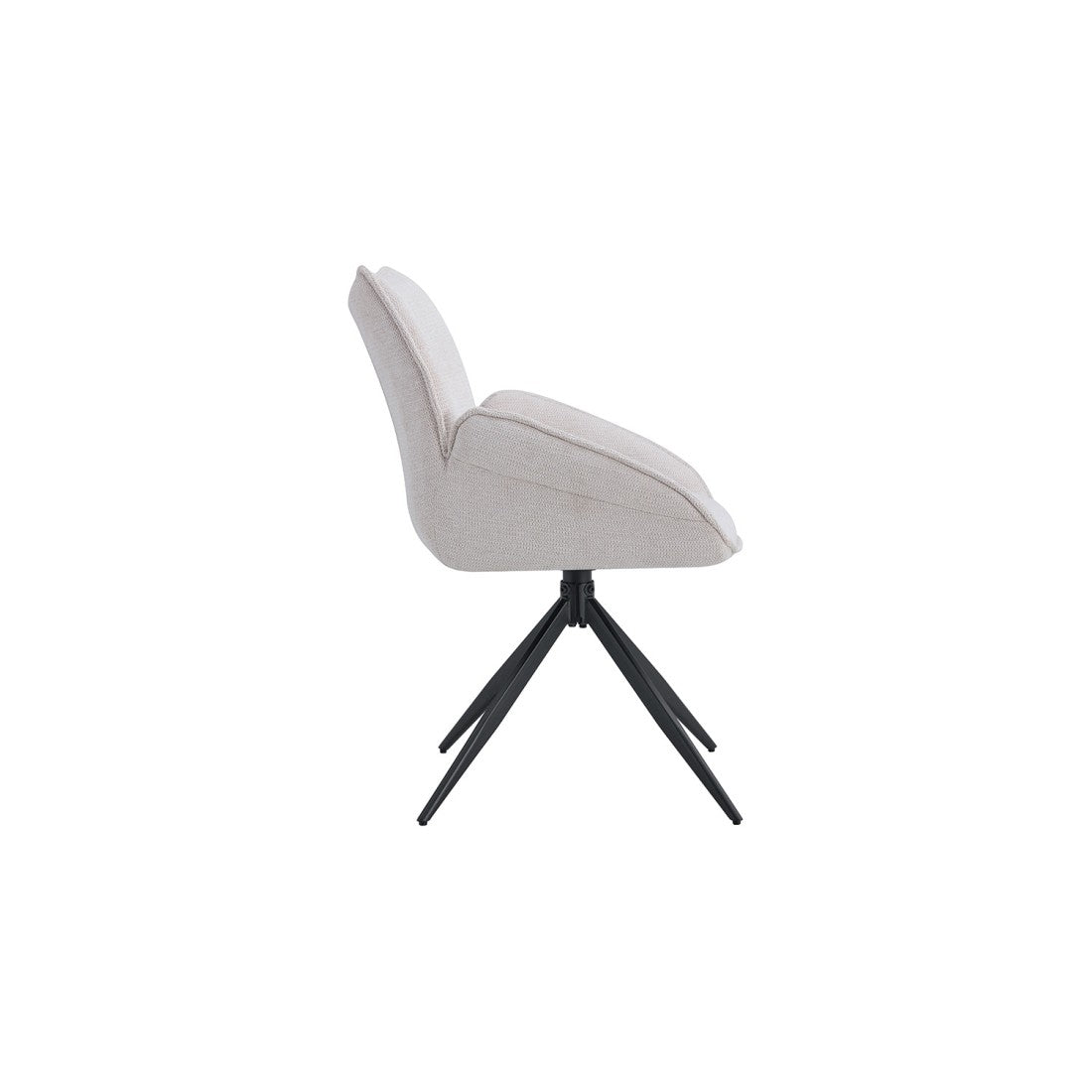 Sedia da pranzo girevole MOOREA - Tessuto beige - Gambe in metallo nero - Altezza 90 cm - Stile design/industriale