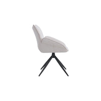 Sedia da pranzo girevole MOOREA - Tessuto beige - Gambe in metallo nero - Altezza 90 cm - Stile design/industriale