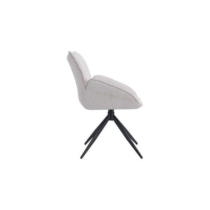 Sedia da pranzo girevole MOOREA - Tessuto beige - Gambe in metallo nero - Altezza 90 cm - Stile design/industriale