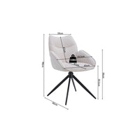 Sedia da pranzo girevole MOOREA - Tessuto beige - Gambe in metallo nero - Altezza 90 cm - Stile design/industriale