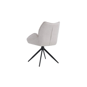 Sedia da pranzo girevole MOOREA - Tessuto beige - Gambe in metallo nero - Altezza 90 cm - Stile design/industriale