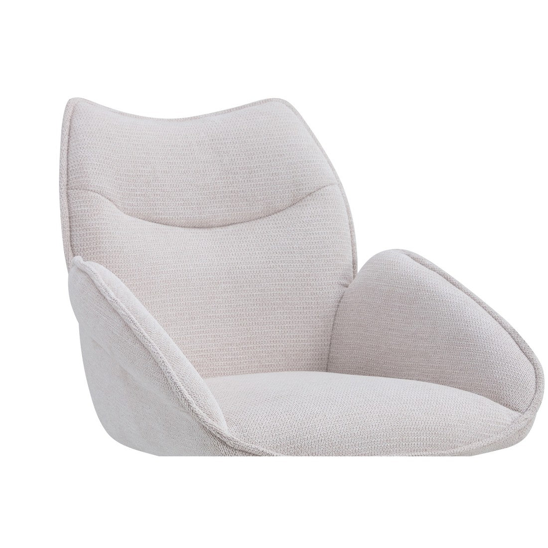 Sedia da pranzo girevole MOOREA - Tessuto beige - Gambe in metallo nero - Altezza 90 cm - Stile design/industriale