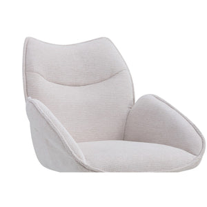 Sedia da pranzo girevole MOOREA - Tessuto beige - Gambe in metallo nero - Altezza 90 cm - Stile design/industriale