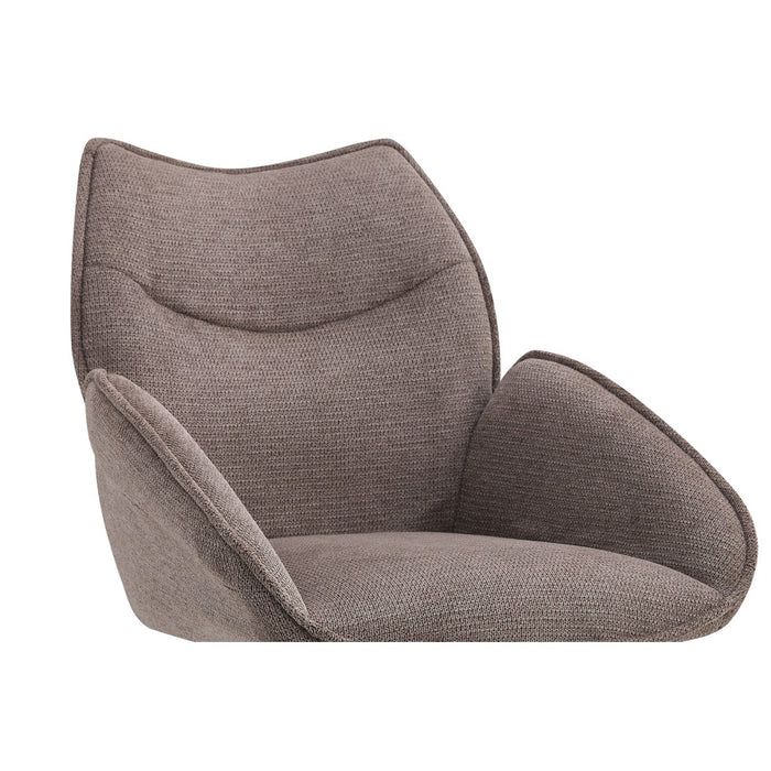 Sedia da pranzo girevole MOOREA – Tessuto marrone – Gambe in metallo nero – Altezza 90 cm – Stile design/industriale