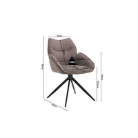 Sedia da pranzo girevole MOOREA – Tessuto marrone – Gambe in metallo nero – Altezza 90 cm – Stile design/industriale