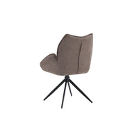 Sedia da pranzo girevole MOOREA – Tessuto marrone – Gambe in metallo nero – Altezza 90 cm – Stile design/industriale