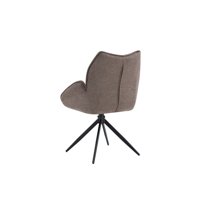Sedia da pranzo girevole MOOREA – Tessuto marrone – Gambe in metallo nero – Altezza 90 cm – Stile design/industriale