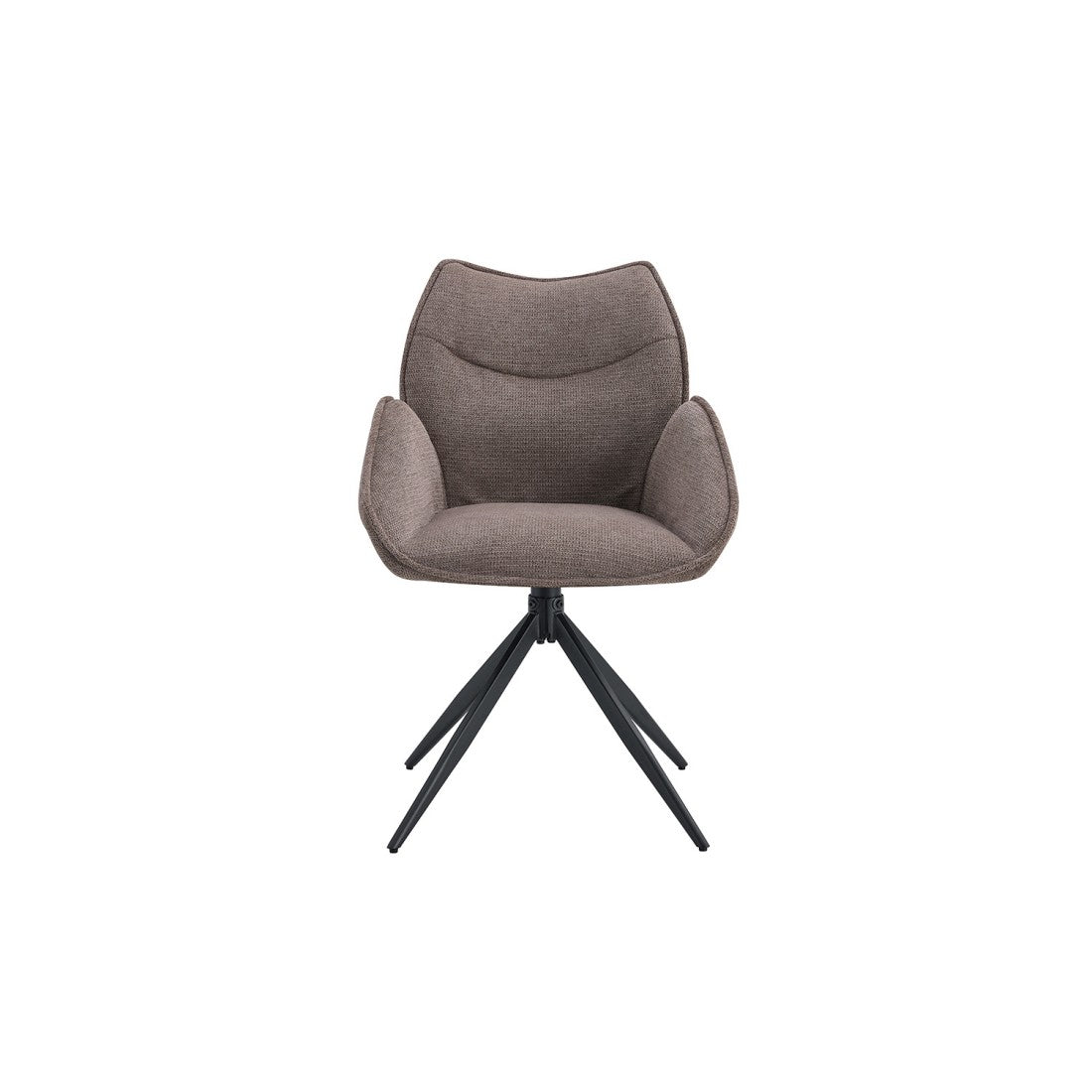 Sedia da pranzo girevole MOOREA – Tessuto marrone – Gambe in metallo nero – Altezza 90 cm – Stile design/industriale