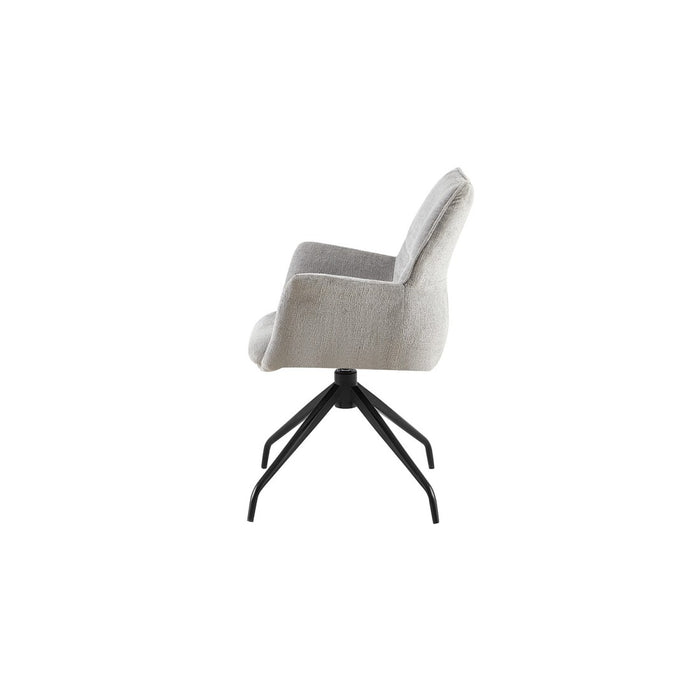 Sedia da pranzo girevole TRINITY – Tessuto grigio – Con braccioli – Gambe in metallo nero – Stile design/industriale