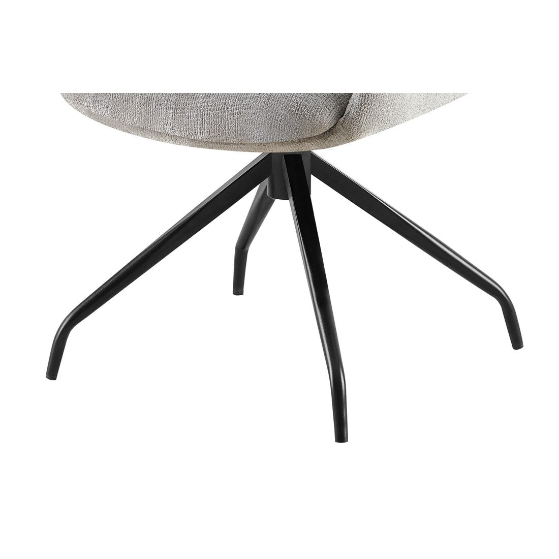 Sedia da pranzo girevole TRINITY – Tessuto grigio – Con braccioli – Gambe in metallo nero – Stile design/industriale