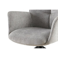 Sedia da pranzo girevole TRINITY – Tessuto grigio – Con braccioli – Gambe in metallo nero – Stile design/industriale