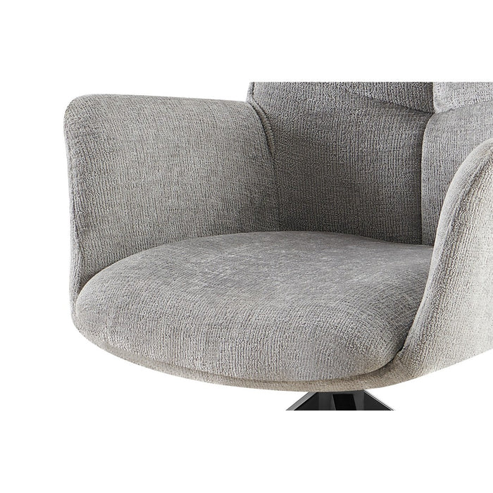 Sedia da pranzo girevole TRINITY – Tessuto grigio – Con braccioli – Gambe in metallo nero – Stile design/industriale
