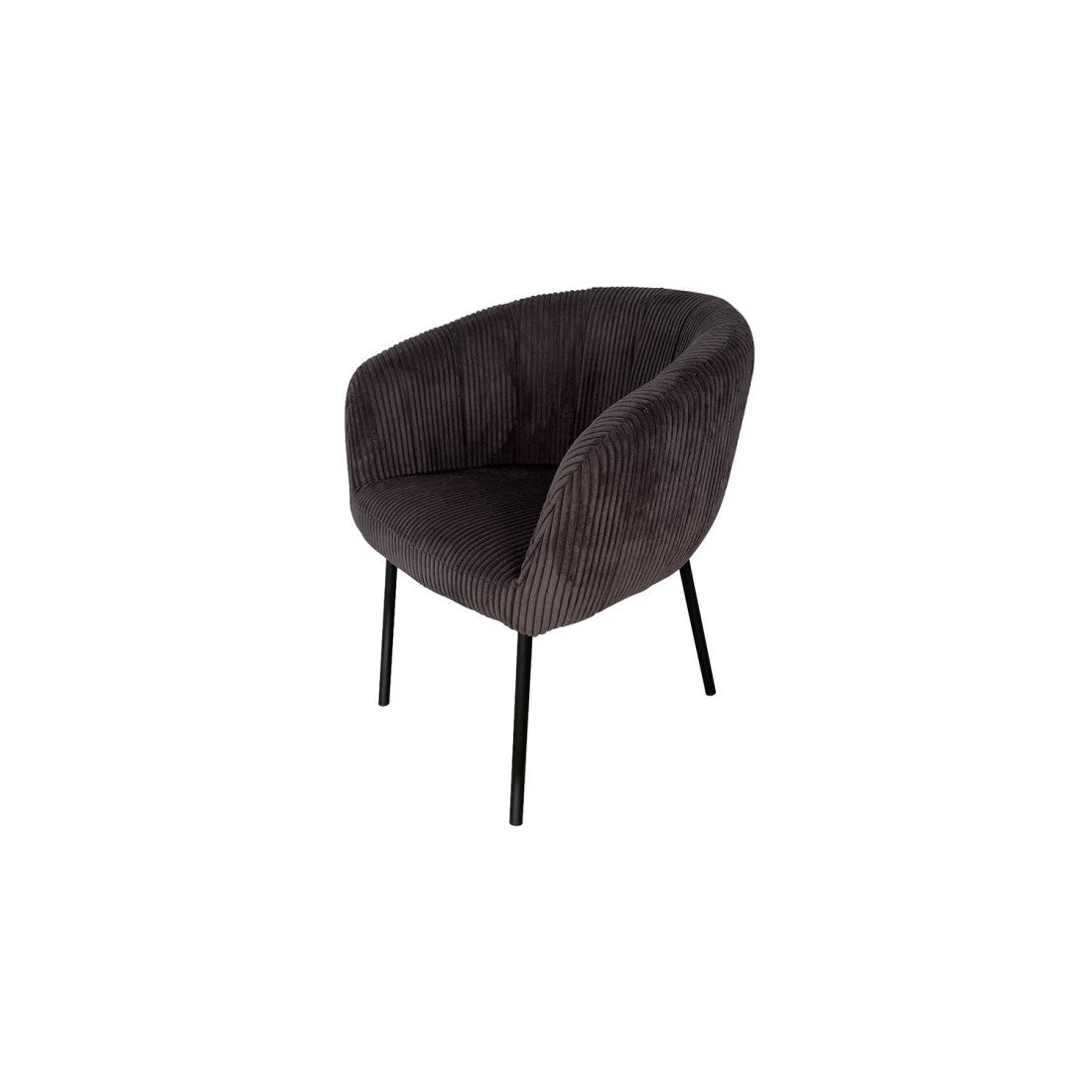 Sedia da pranzo SEVILLE – Velluto a coste grigio – Braccioli – Piedi in metallo nero – Stile design / industriale