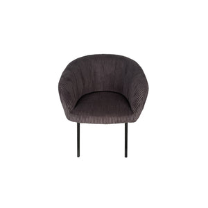 Sedia da pranzo SEVILLE – Velluto a coste grigio – Braccioli – Piedi in metallo nero – Stile design / industriale