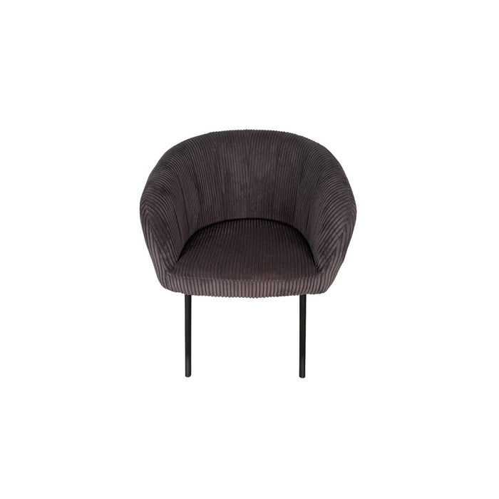 Sedia da pranzo SEVILLE – Velluto a coste grigio – Braccioli – Piedi in metallo nero – Stile design / industriale