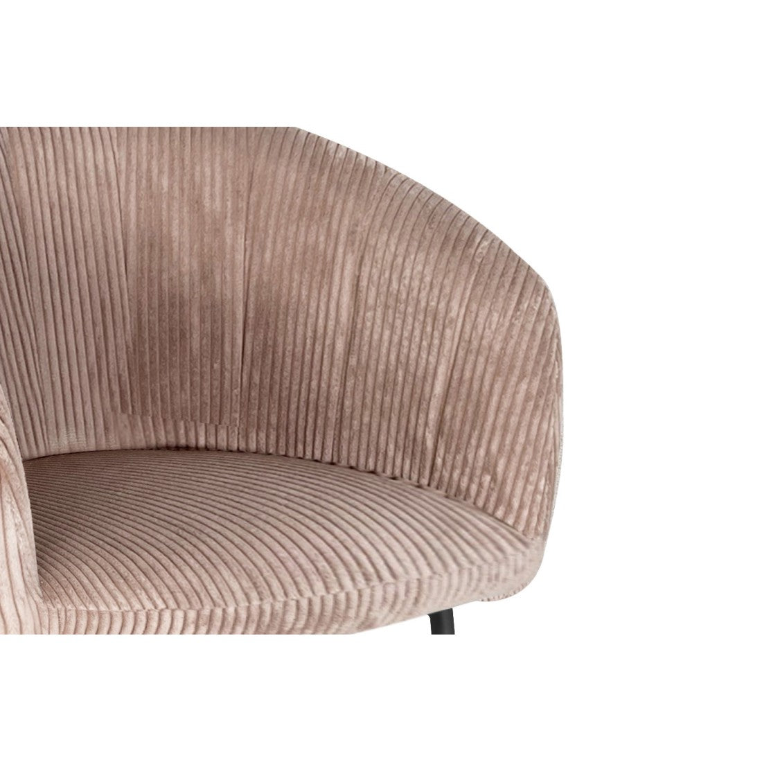 Sedia da pranzo SEVILLE – Velluto a coste sabbia – Con braccioli – Gambe in metallo nero – Stile design / industriale