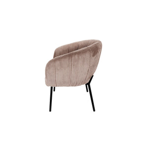 Sedia da pranzo SEVILLE – Velluto a coste sabbia – Con braccioli – Gambe in metallo nero – Stile design / industriale