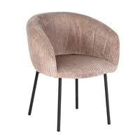 Sedia da pranzo SEVILLE – Velluto a coste sabbia – Con braccioli – Gambe in metallo nero – Stile design / industriale