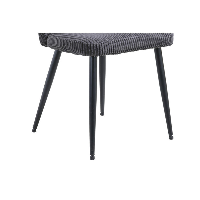 Sedia da pranzo TORONTO - Velluto a coste grigio - Piedi in metallo nero - Stile design