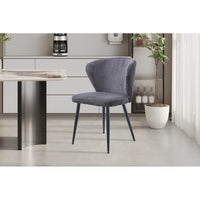 Sedia da pranzo TORONTO - Velluto a coste grigio - Piedi in metallo nero - Stile design