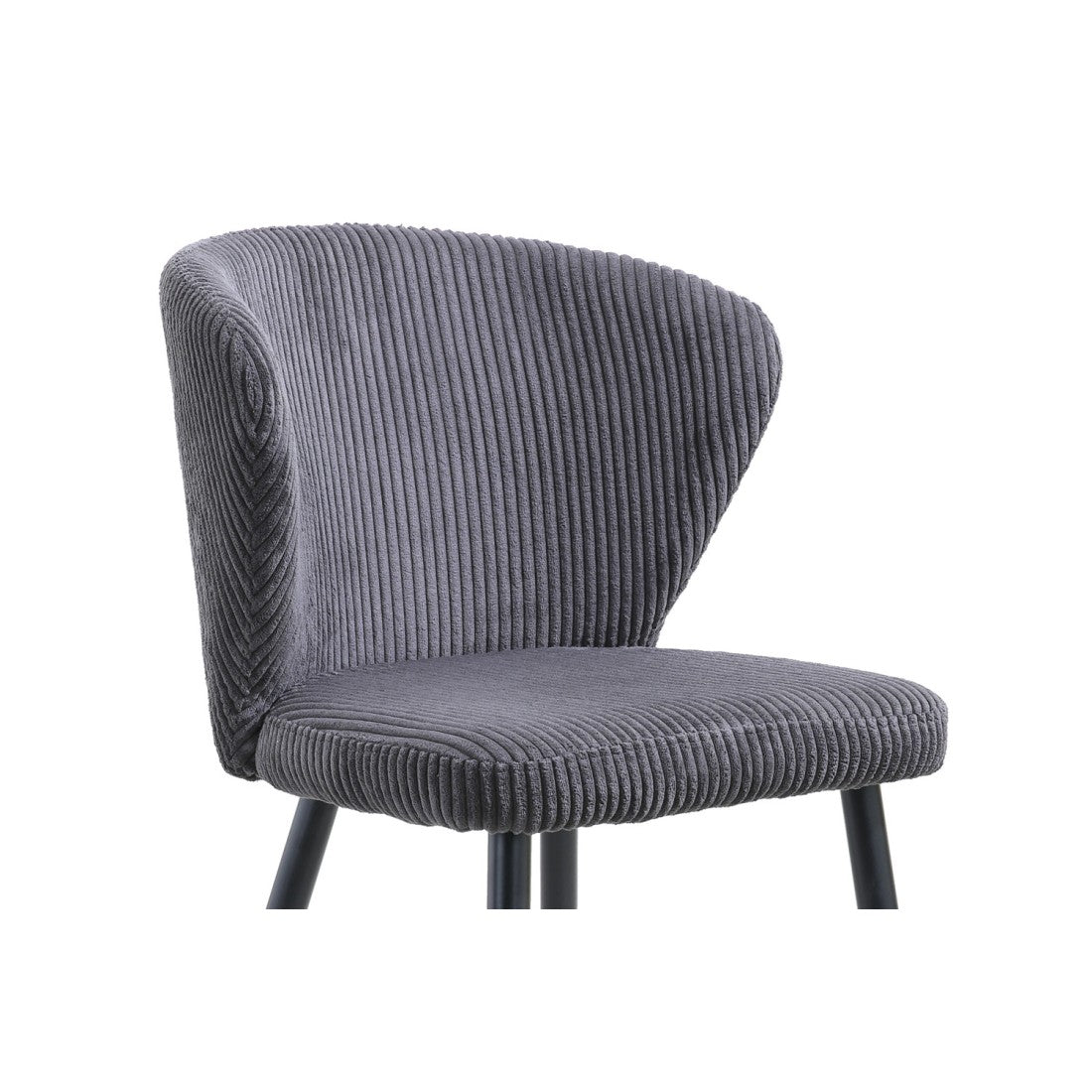 Sedia da pranzo TORONTO - Velluto a coste grigio - Piedi in metallo nero - Stile design