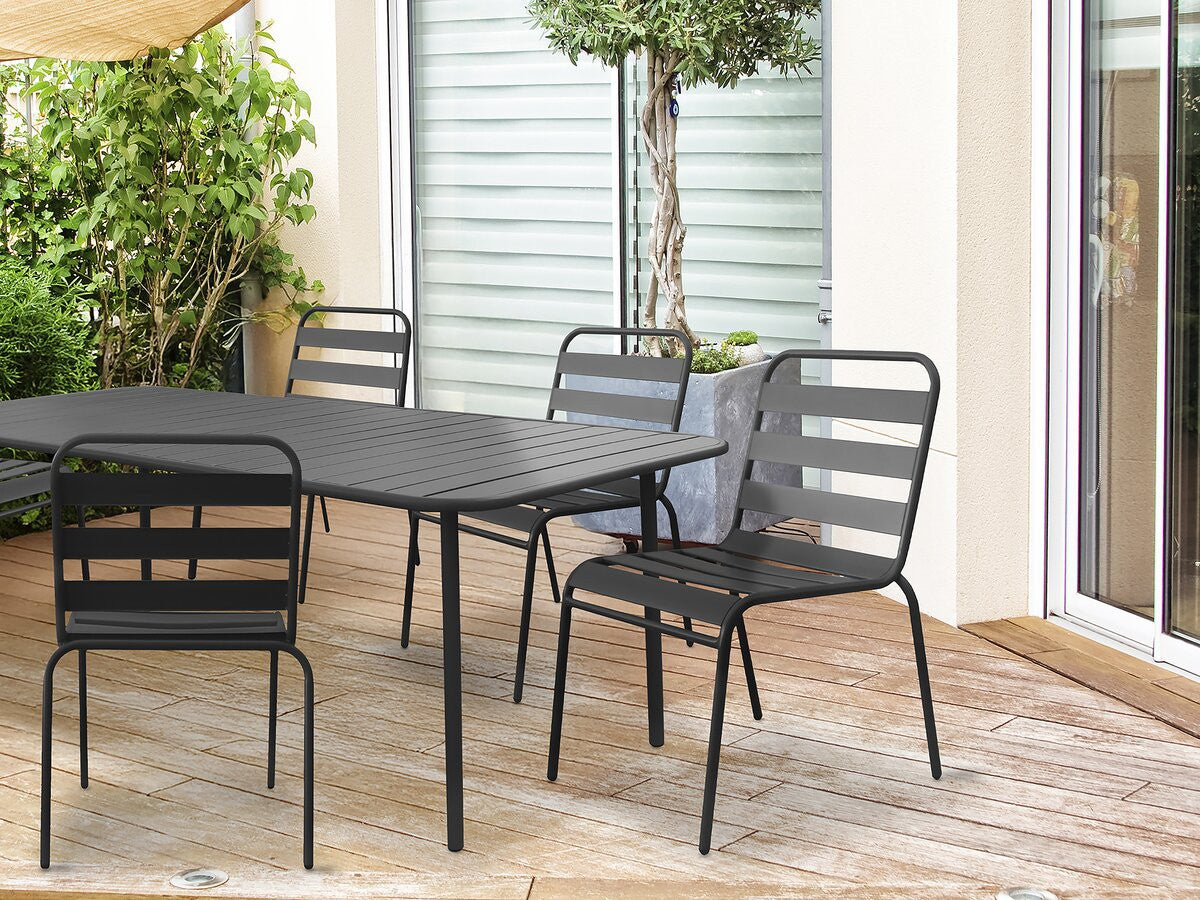 Set di 2 sedie da giardino impilabili in metallo "Bilbao" - Grigio