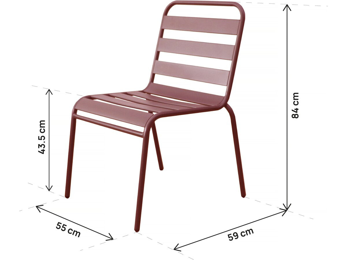 Set di 2 sedie da giardino impilabili in metallo "Bilbao" - Terracotta