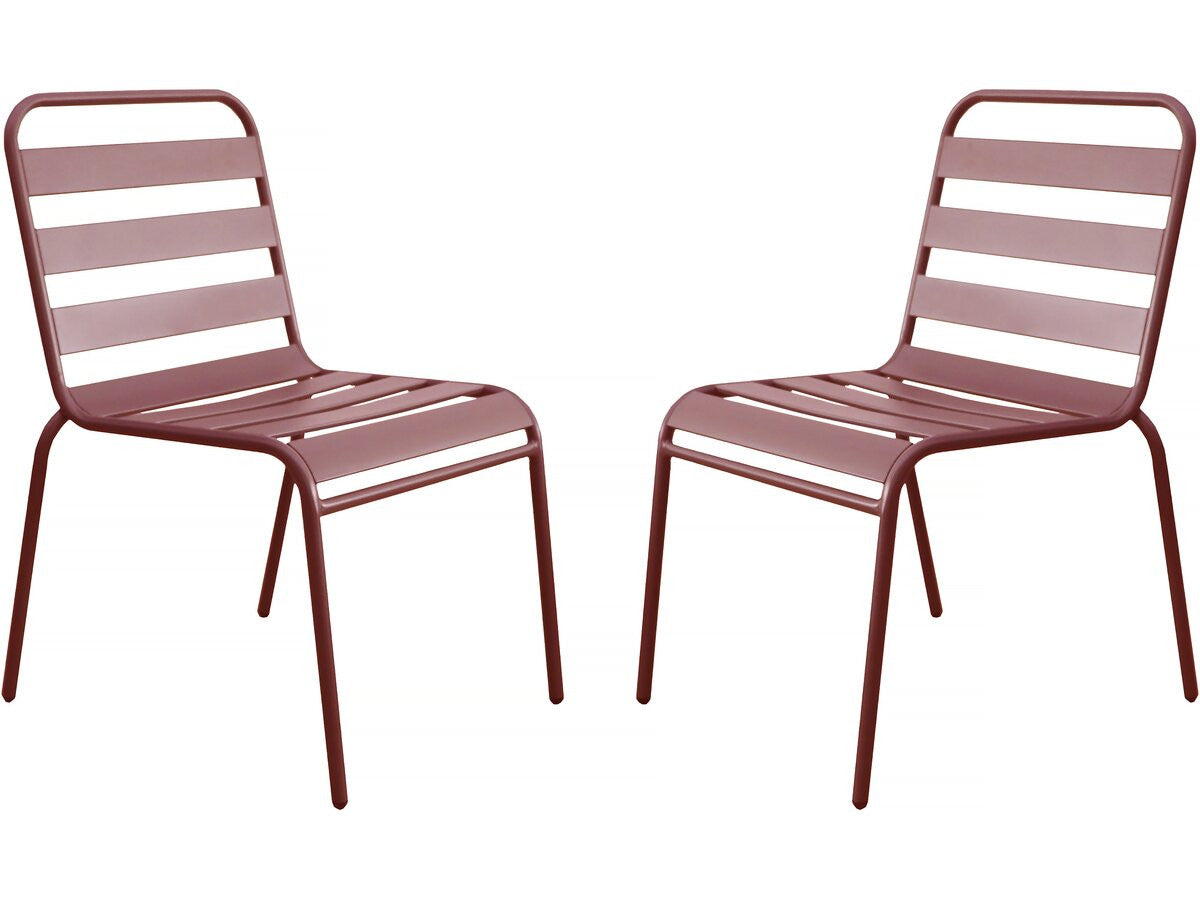 Set di 2 sedie da giardino impilabili in metallo "Bilbao" - Terracotta