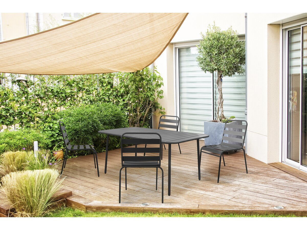 Set di 4 sedie da giardino impilabili in metallo "Bilbao" - Grigio