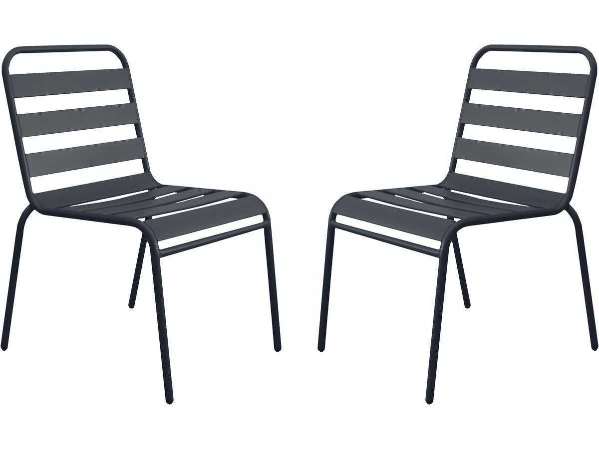 Set di 2 sedie da giardino impilabili in metallo "Bilbao" - Grigio