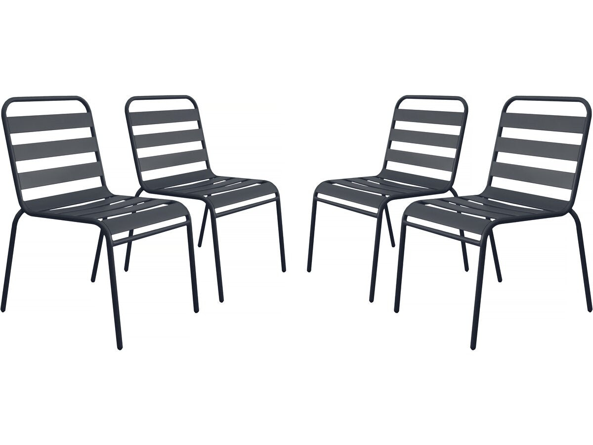 Set di 4 sedie da giardino impilabili in metallo "Bilbao" - Grigio