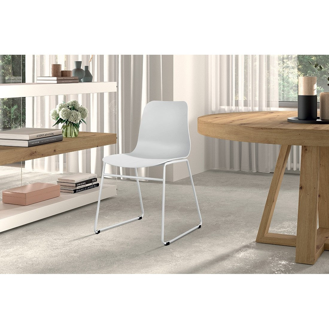 Sedia in polipropilene MARIE da sala da pranzo bar caffè, colore: bianco