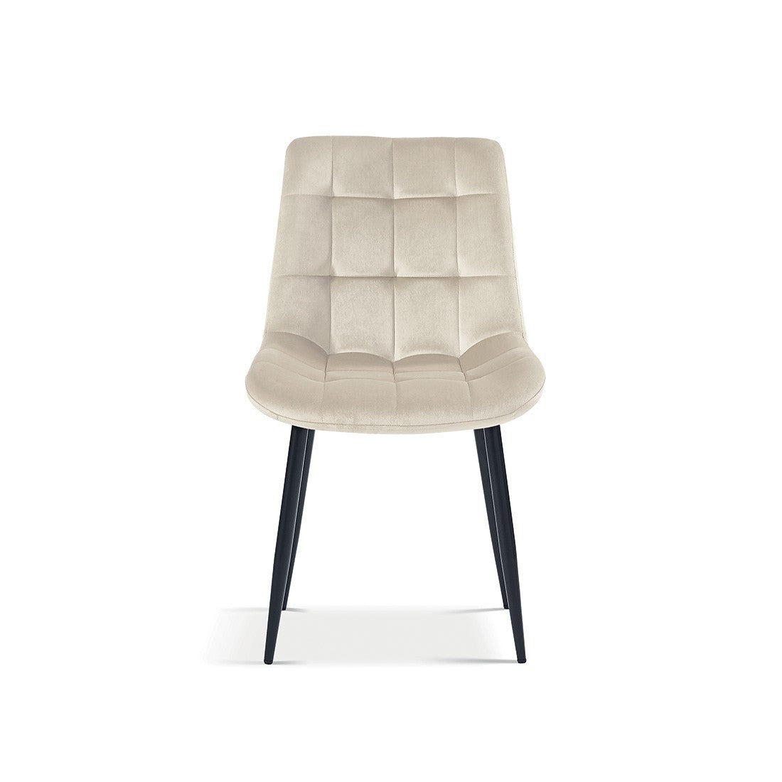 Sedia da pranzo in velluto con gambe in metallo beige KALI