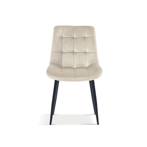 Sedia da pranzo in velluto con gambe in metallo beige KALI