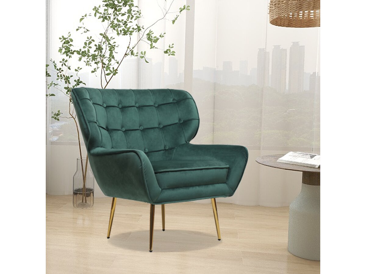 Poltrona "Austin" in velluto - 79 x 71 x 79,5 cm - Verde